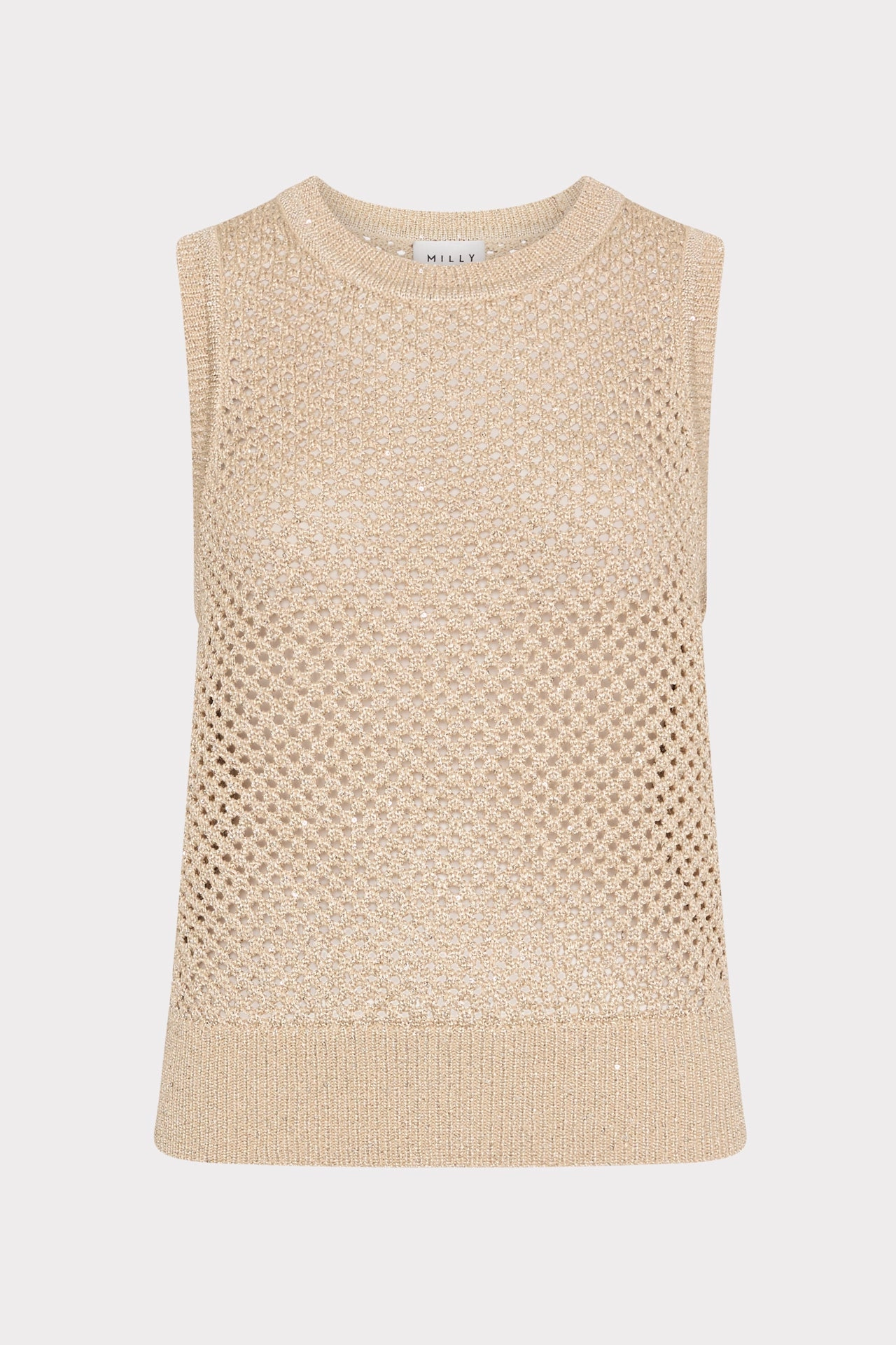 Jacquard Pattern Sequin Mesh Shell Sweater