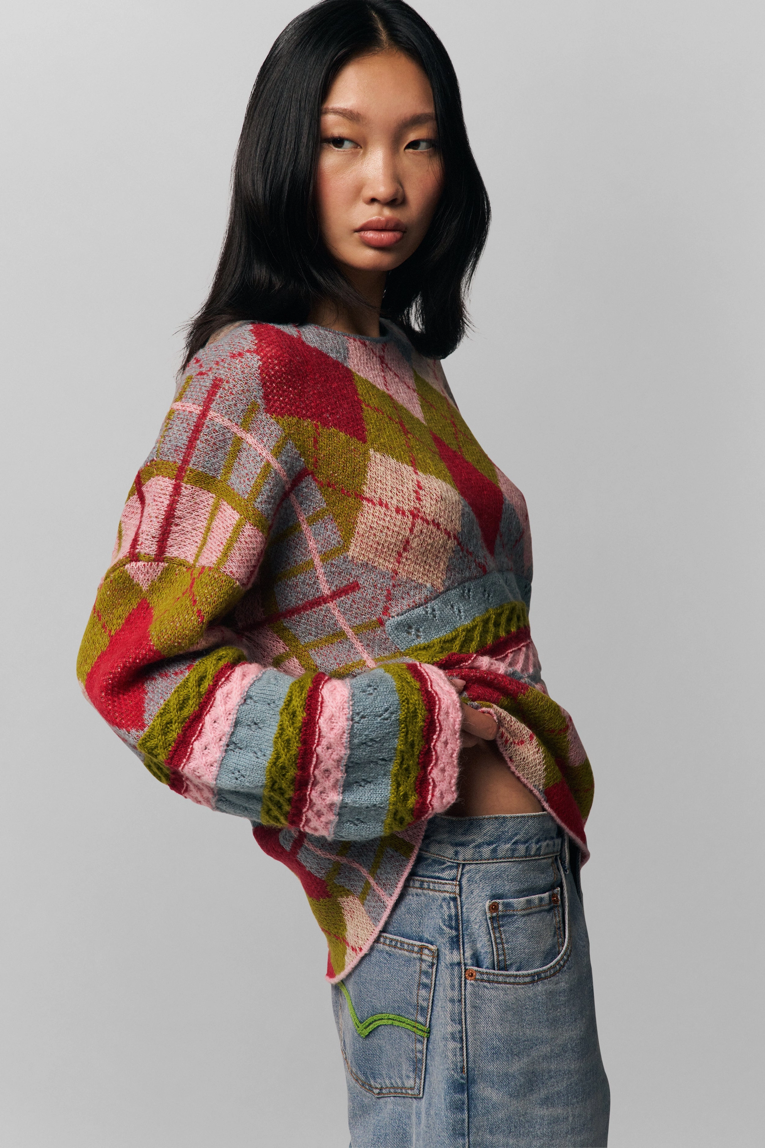 Indoor Comfort Ribbed Collar Design Zuri Sweater