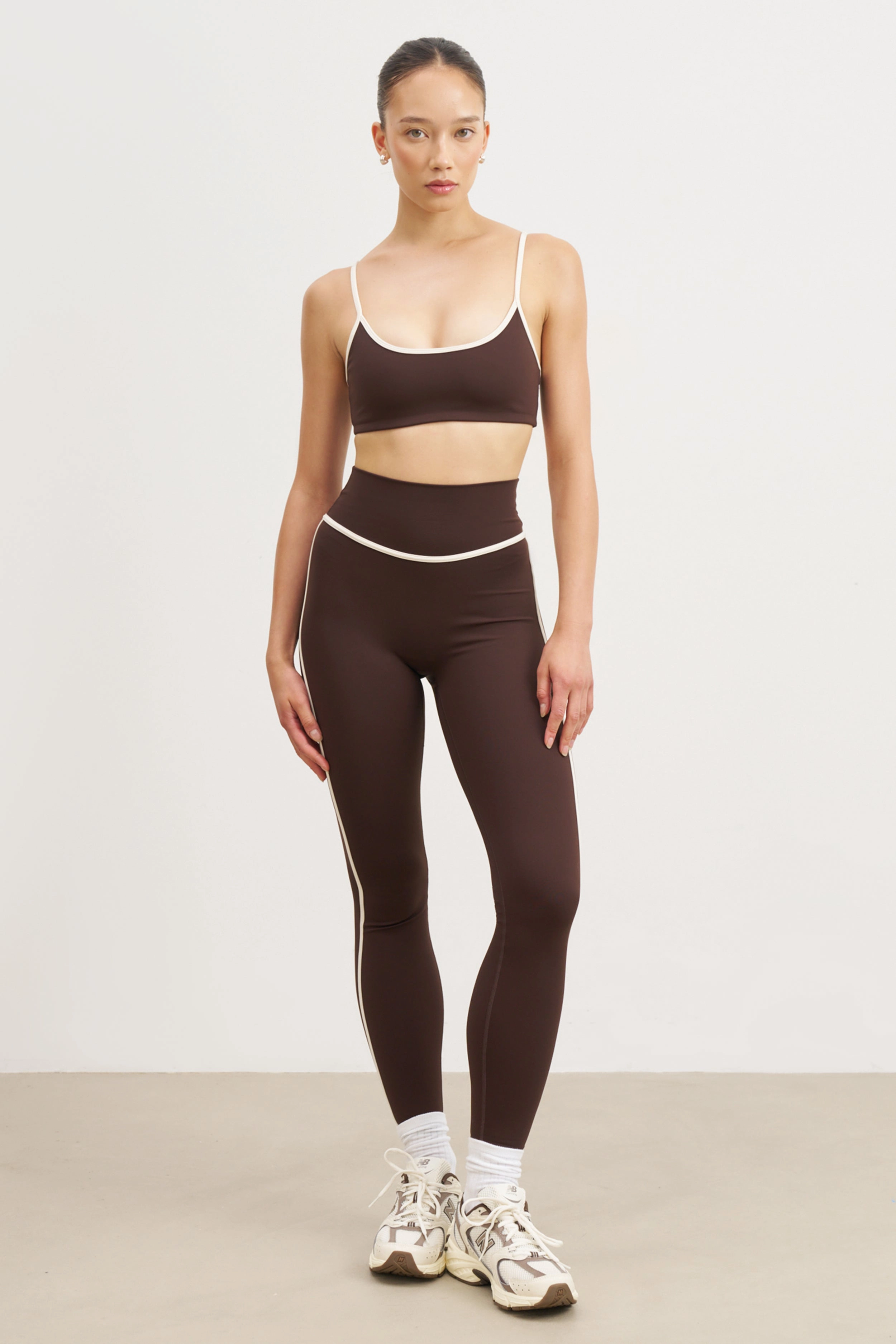 Base Contrast Trim Cami Bra - Carob/Tofu MeshVentilation FullCut Shoulder