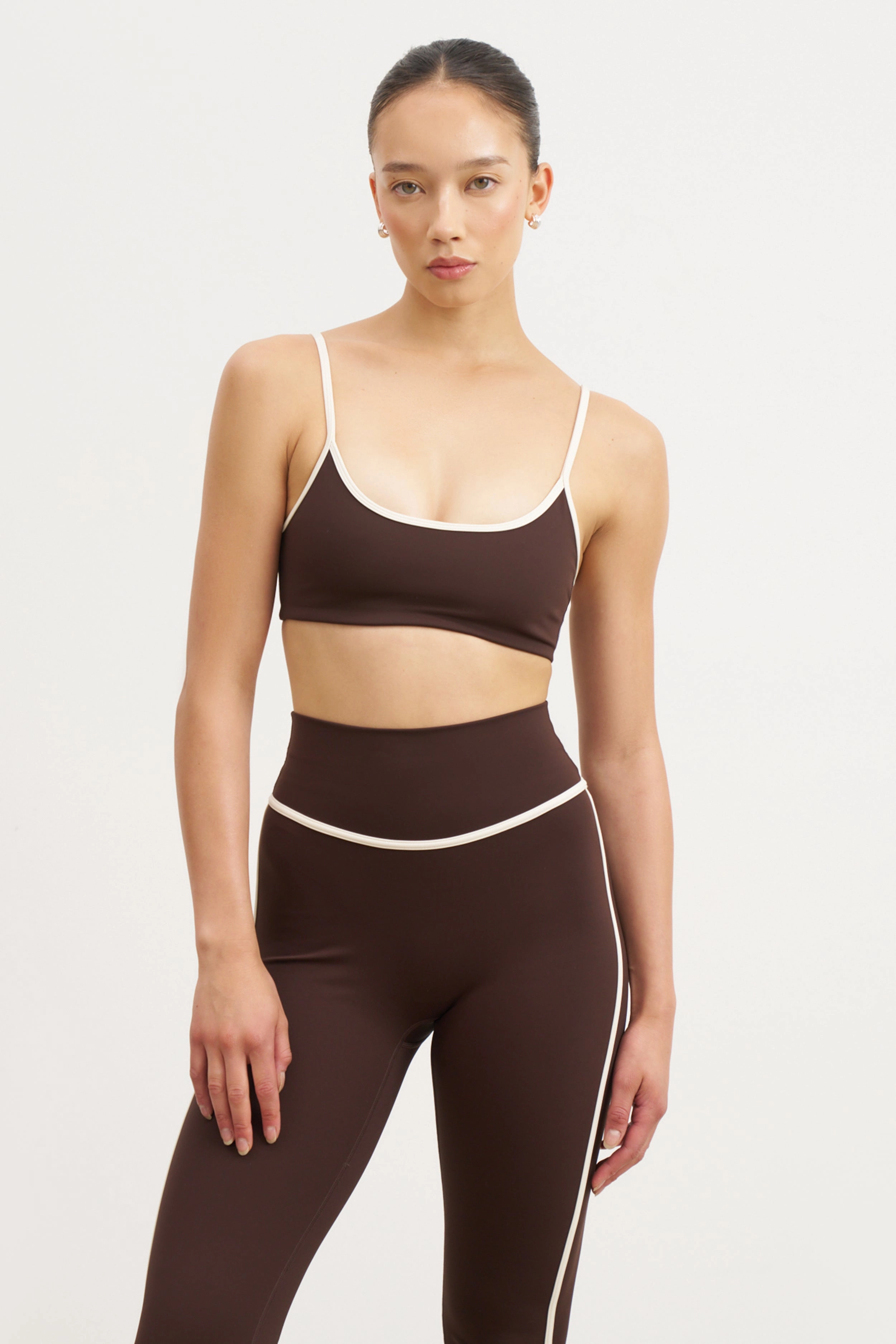 Odor Resistant Base Contrast Trim Cami Bra - Carob/Tofu