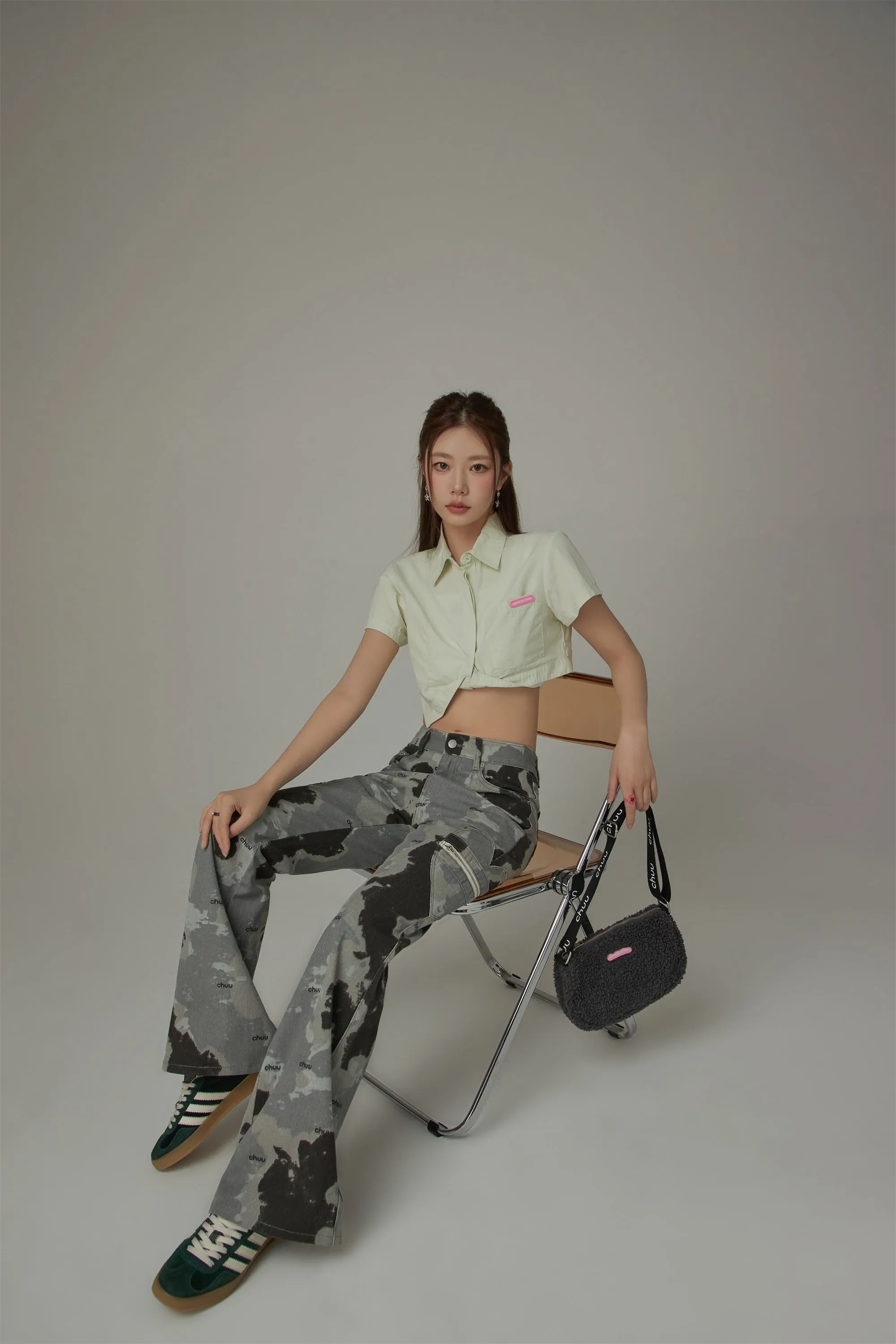 Unbalanced Chuu Baby Cropped Shirt