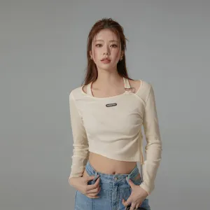 Unbalanced String Cropped T-Shirt