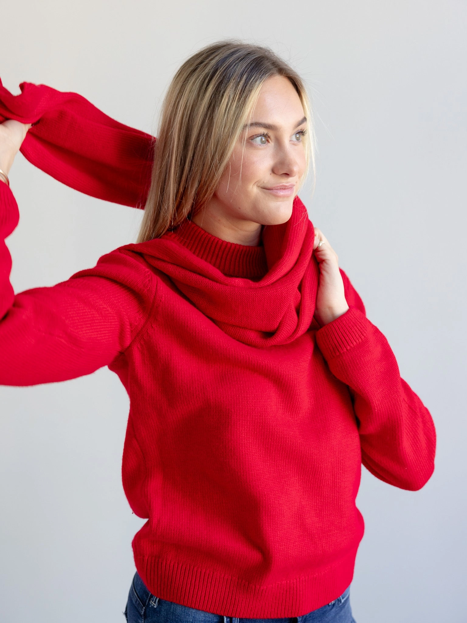Clean Lines ReverseCoil Zipper Ruby Scarf Sweater