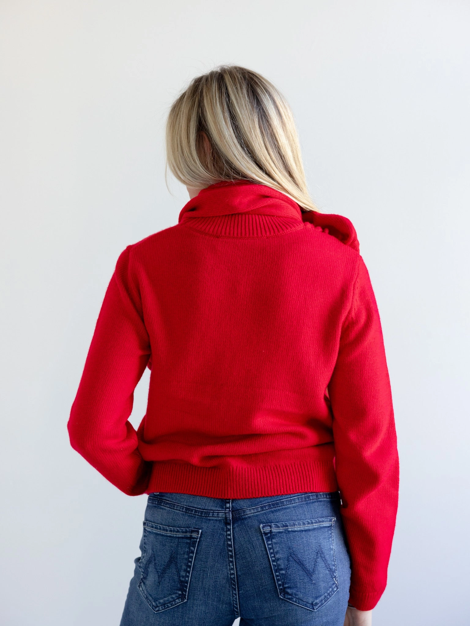 Brushed Inner Lining FourWay Stretch Design Ruby Scarf Sweater