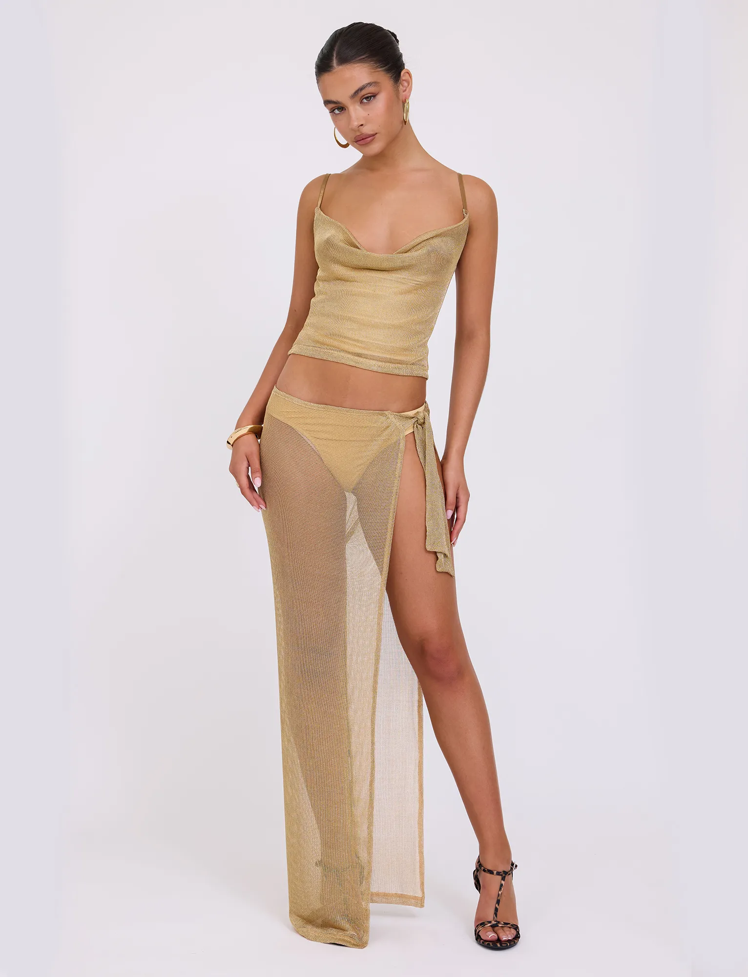 Button Fastenings Minimal Touch WYNNE SKIRT - GOLD