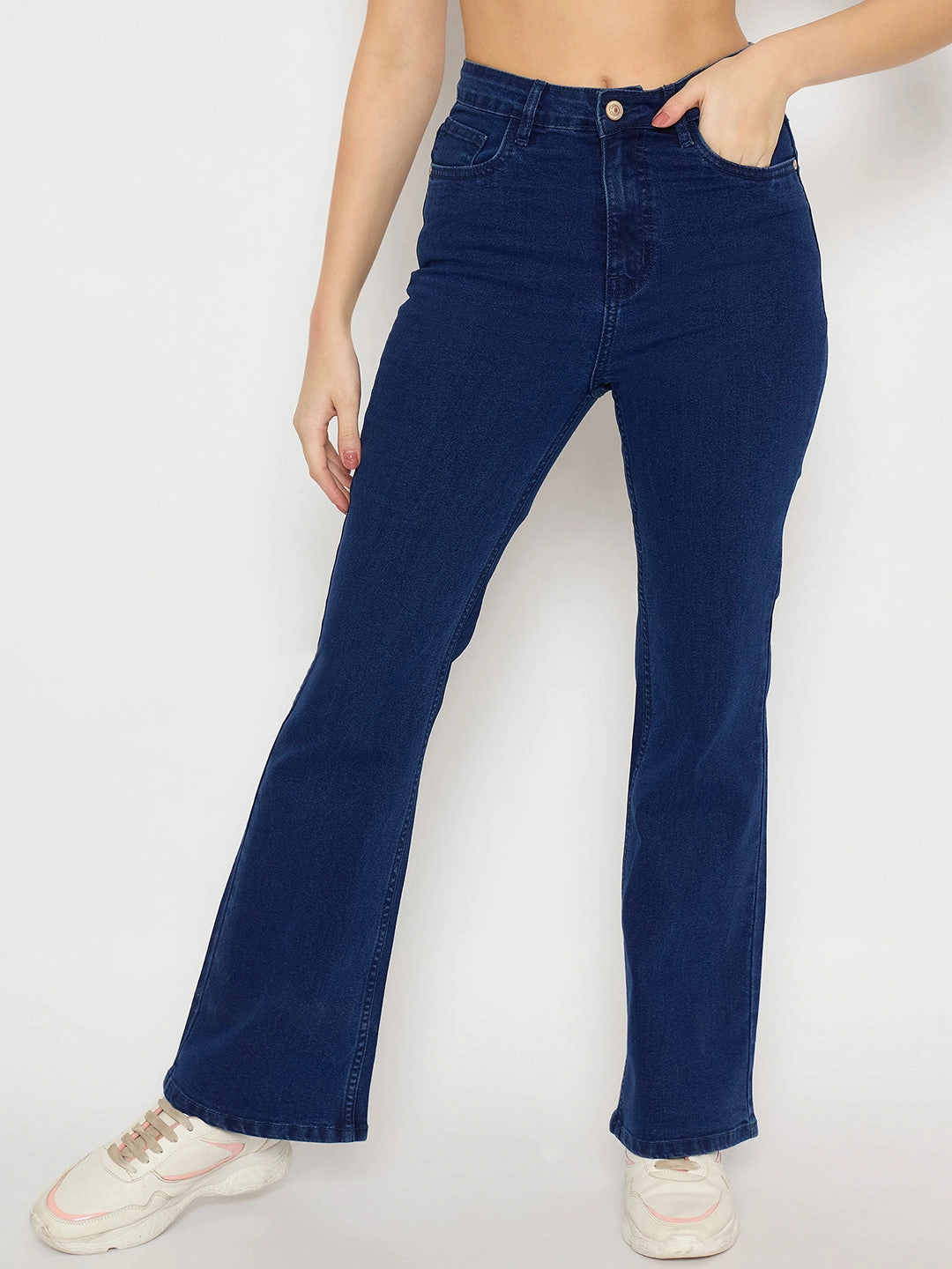 Madame Flared Fit Dark Blue Denim Jeans Comfort waistband Bold Road Trip