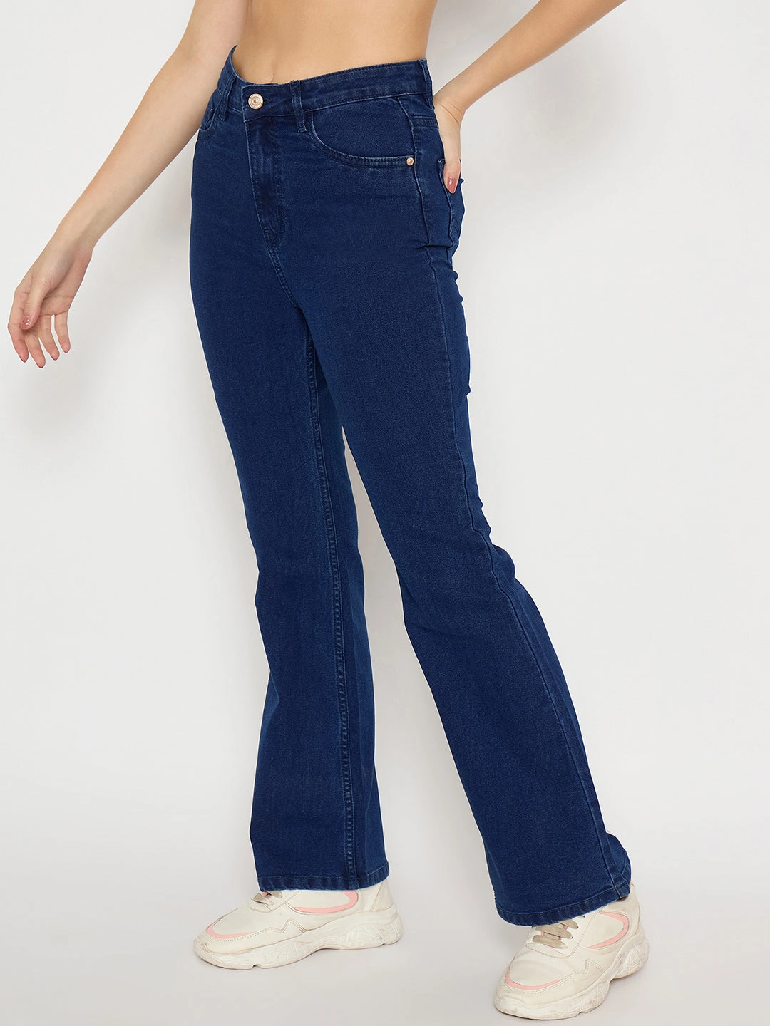 Minimal Fashion Modern Attire Madame Flared Fit Dark Blue Denim Jeans