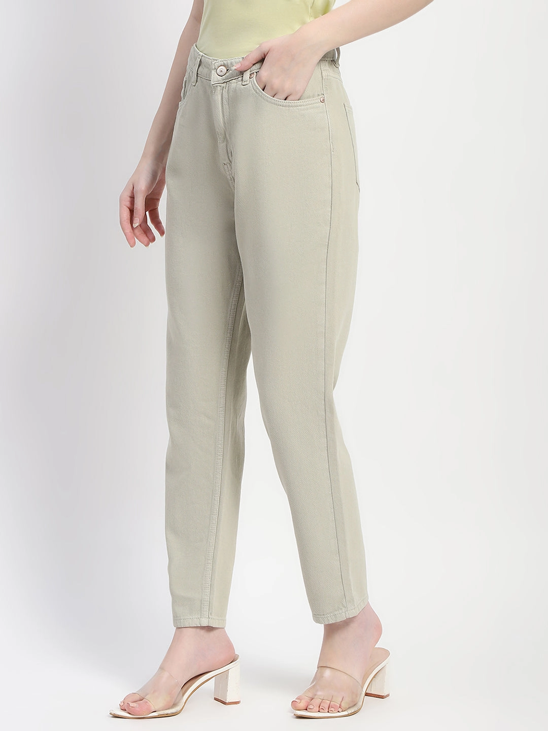 Crisp Look Madame Straight Fit Cotton Mint Denim