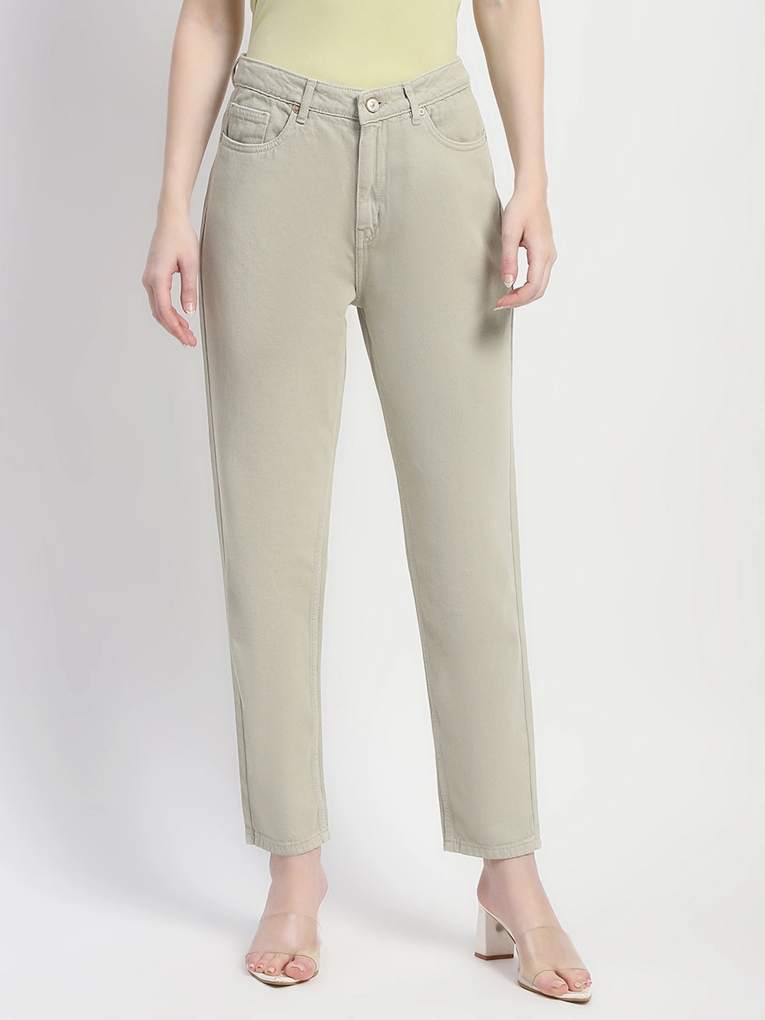 Madame Straight Fit Cotton Mint Denim Weekender Wear Casual Days