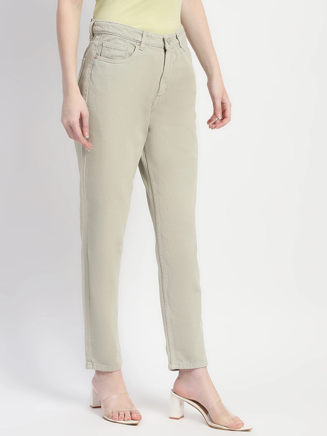Madame Straight Fit Cotton Mint Denim Basic Attire Soft Touch