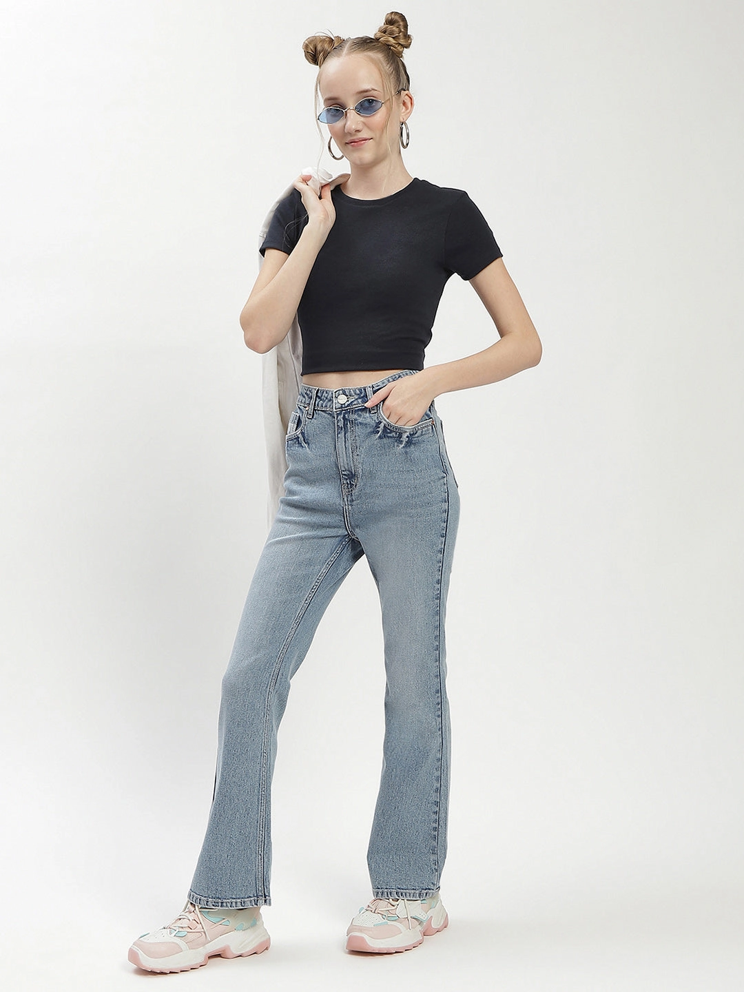 Simple clothing Everyday Look Madame Light Wash Flared Denim Jeans
