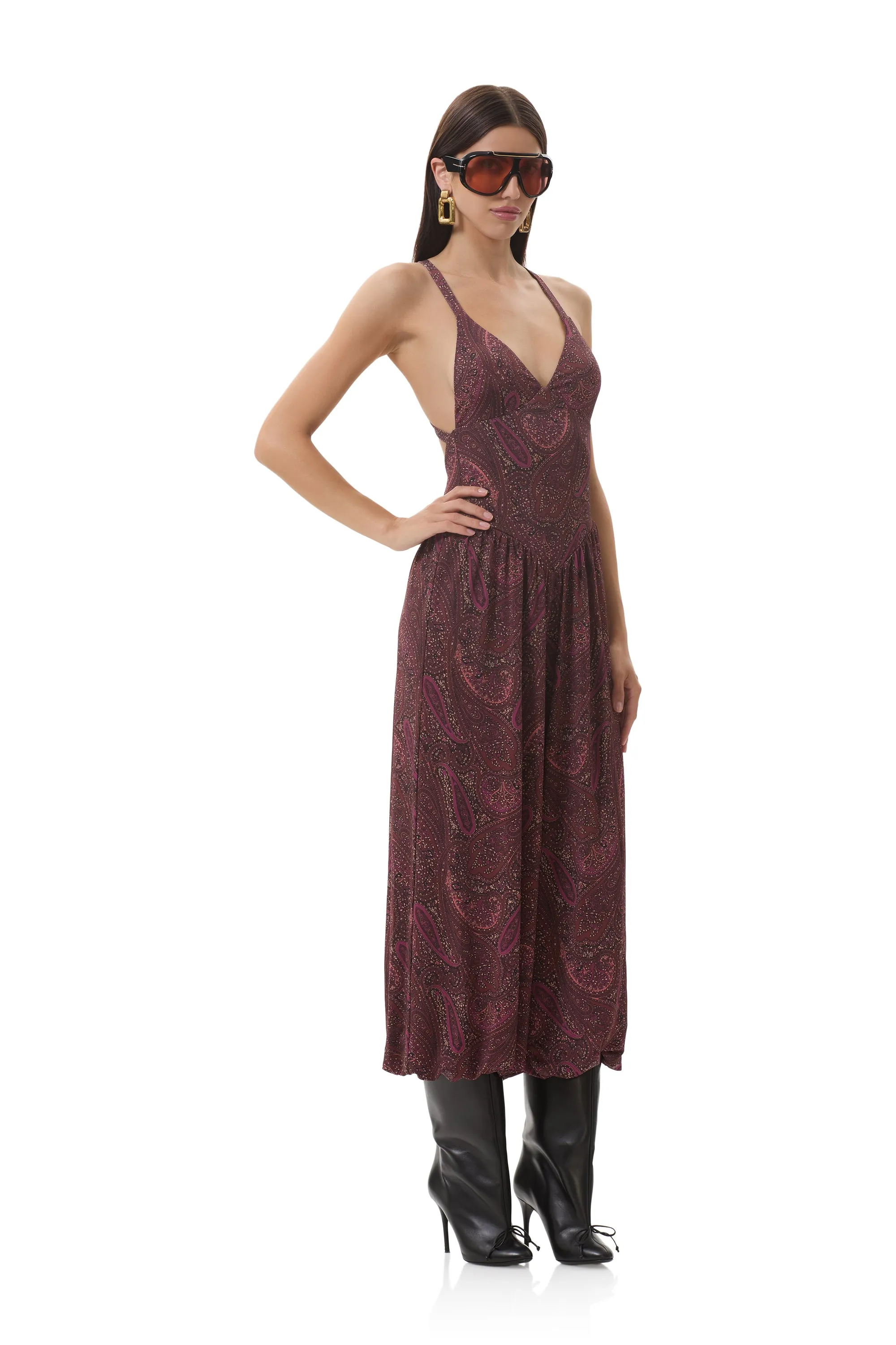 Versatile Waist Comfort-First Bogart Jumpsuit - Chocolate Paisley