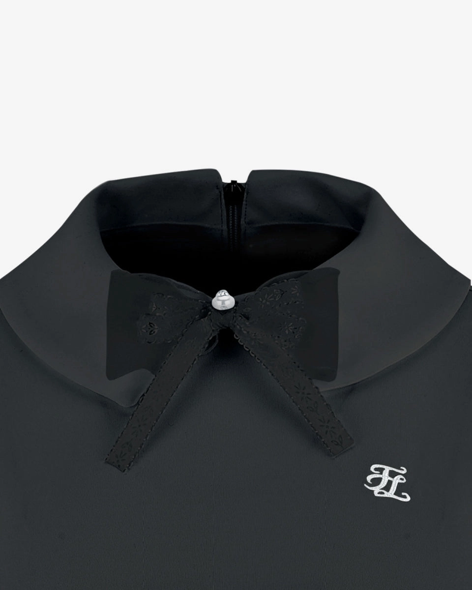 QuickDry Texture Double Collar Long Sleeve T-shirt - Black