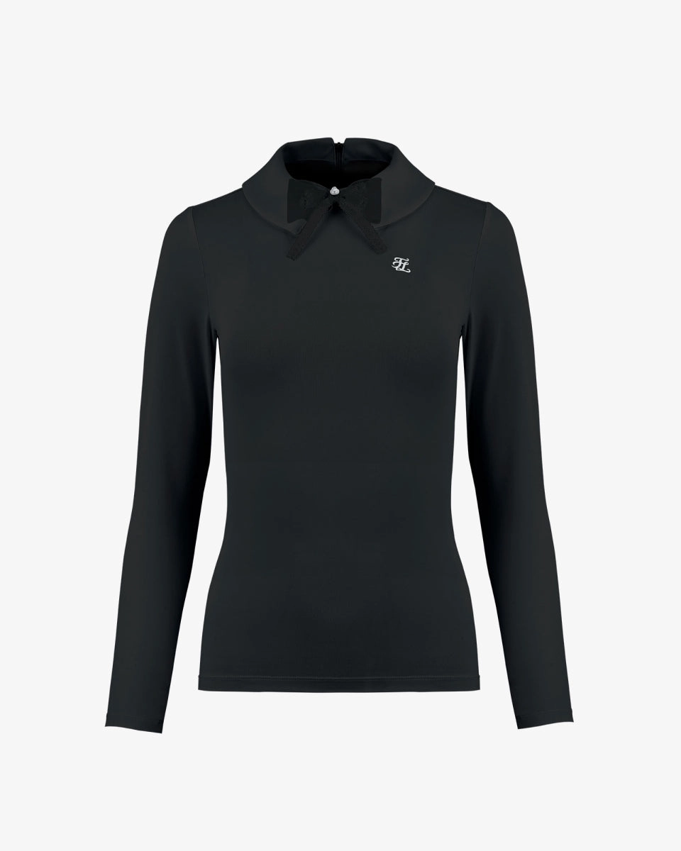 Double Collar Long Sleeve T-shirt - Black AntiStatic Coating AntiStaticFabric