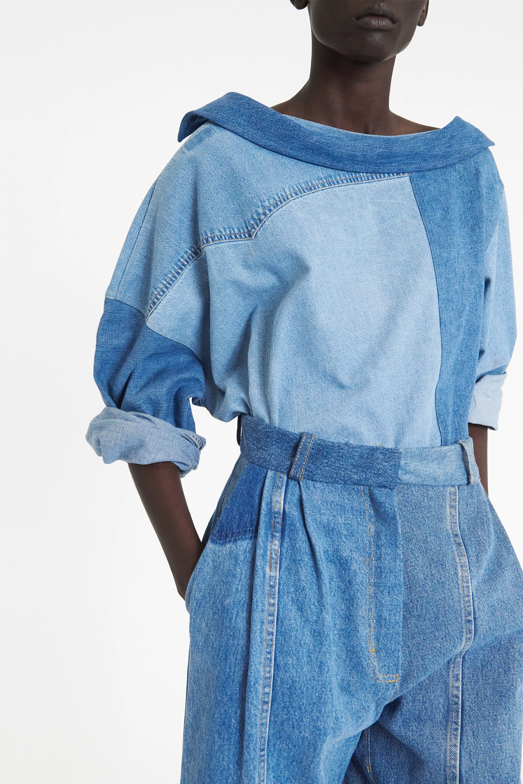 Festival Outfit Comfy Artist Vibe Upcycled Denim Jeans Blue
