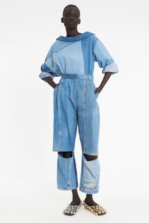 Student Outfit Streetwear Fan Fitted Comfort Upcycled Denim Jeans Blue