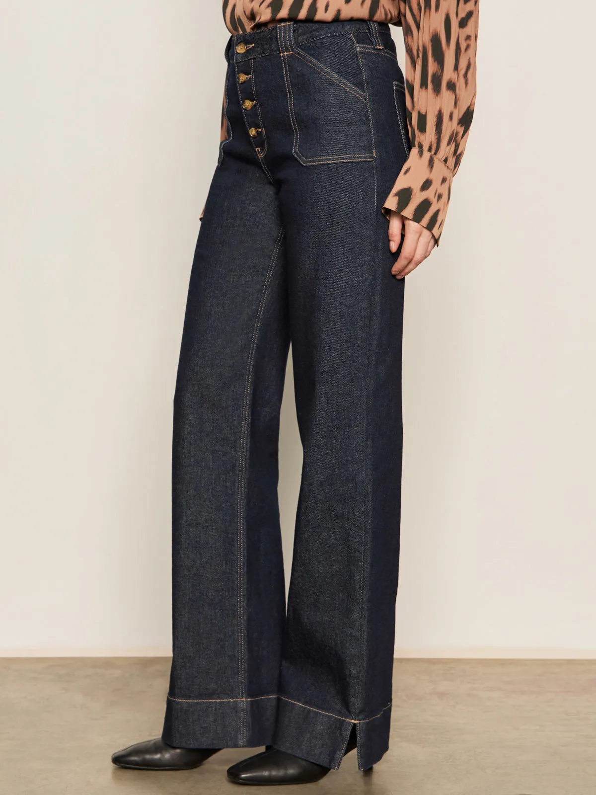 Ekara Slim Wide Jean Indigo Dark Rinse Wash EcoFriendlyMaterials Secure Waistband