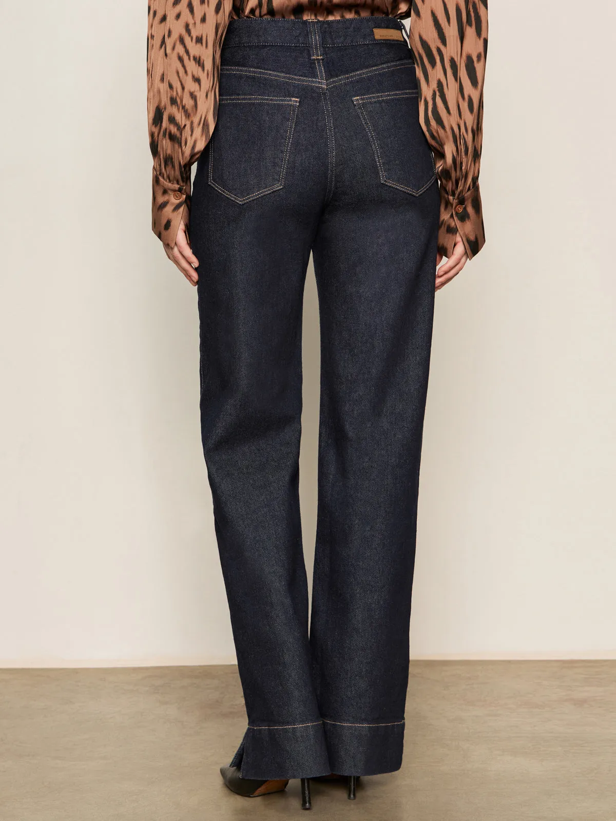 Tapered Leg Design Ekara Slim Wide Jean Indigo Dark Rinse Wash