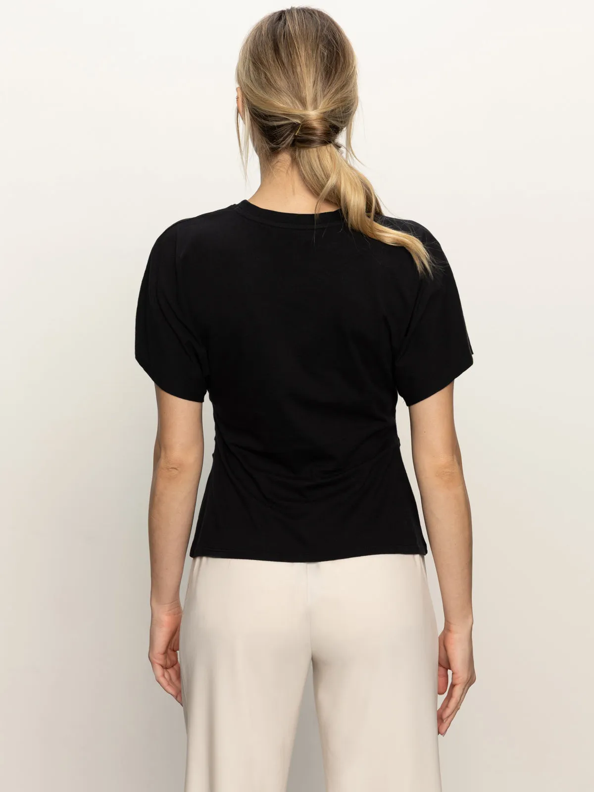 Shirred Waist Dolman Tee Black SunProtectionFabric