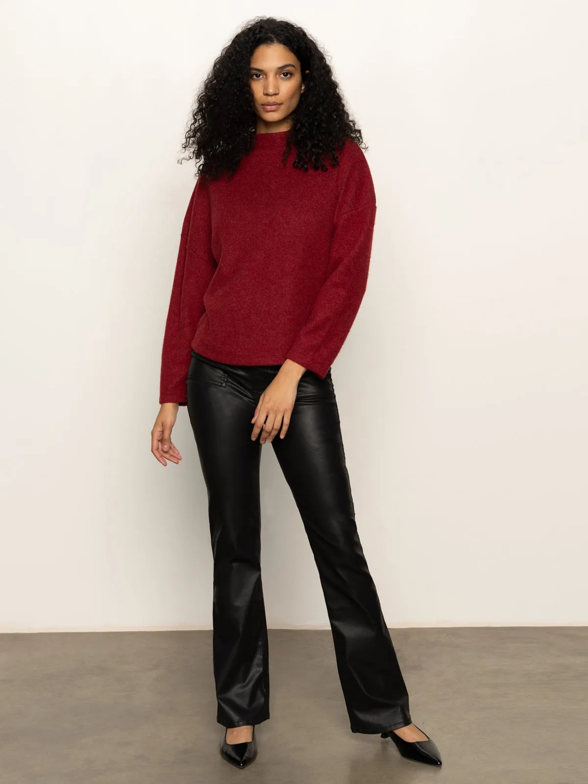 Change Of Pace Top Crimson Sporty Stretch Fit