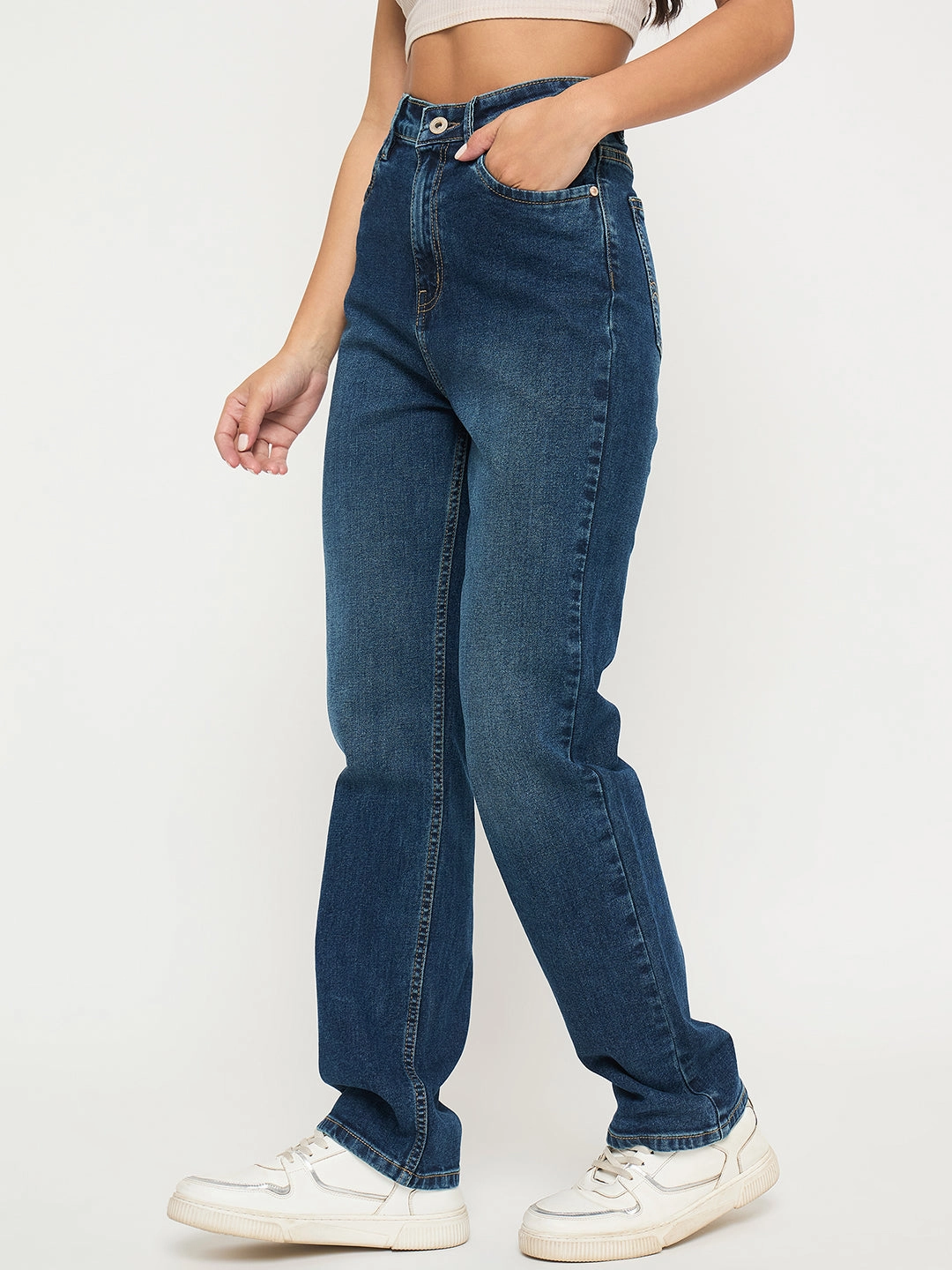 Madame Stone Wash Dark Blue Cotton Blend Jeans Weekend Warrior Creative Look Modern Easy Match