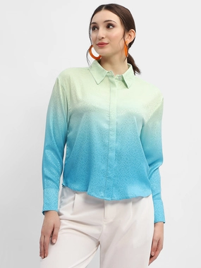 Chic Wardrobe Madame Green And Blue Ombre Shirt