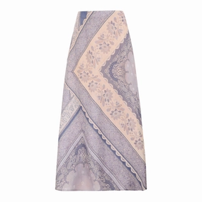 Blue Bandana Skirt Suede Feel