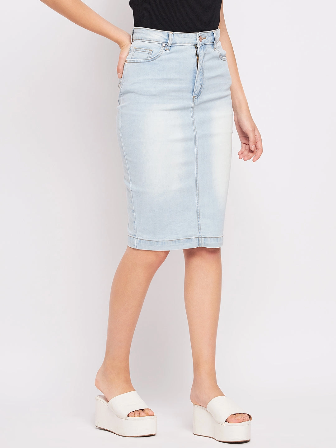 Madame Ice Blue High Rise Skirt Relaxed Motion Budget Friendly