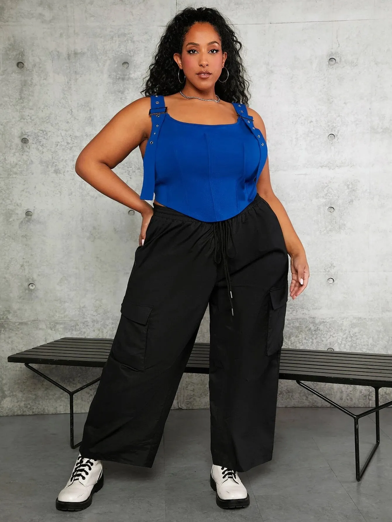 Utility Flap Pocket Cargo Pants With Drawstring