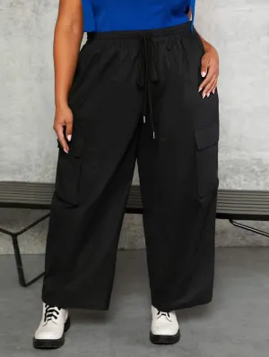 Utility Flap Pocket Cargo Pants With Drawstring
