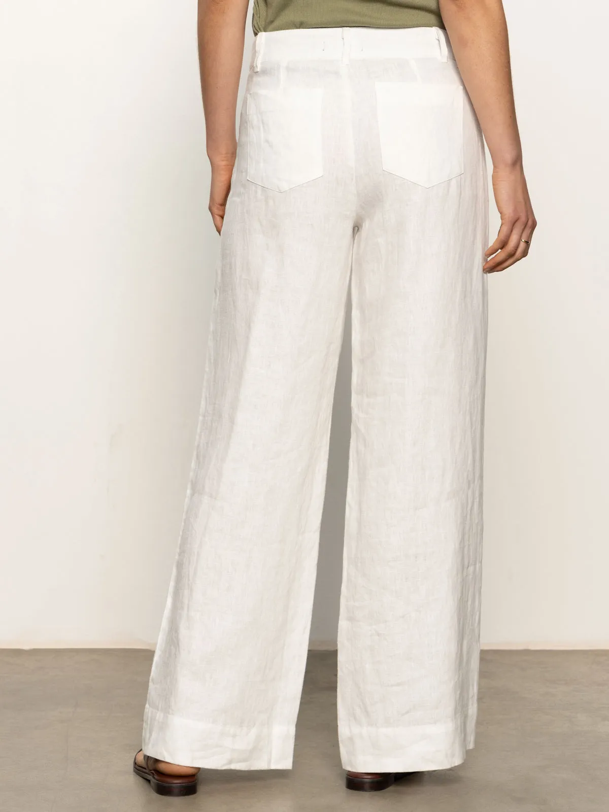 Perfect Silhouette Stay Flexible The Linen Marine Wide Leg Semi-High Rise Pant White