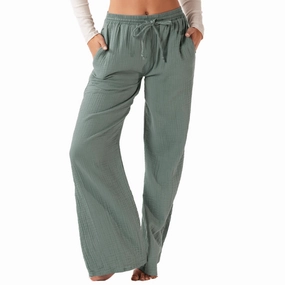 Sage Cotton Cabana Pants Minimal Waist Flexible Layer Fit