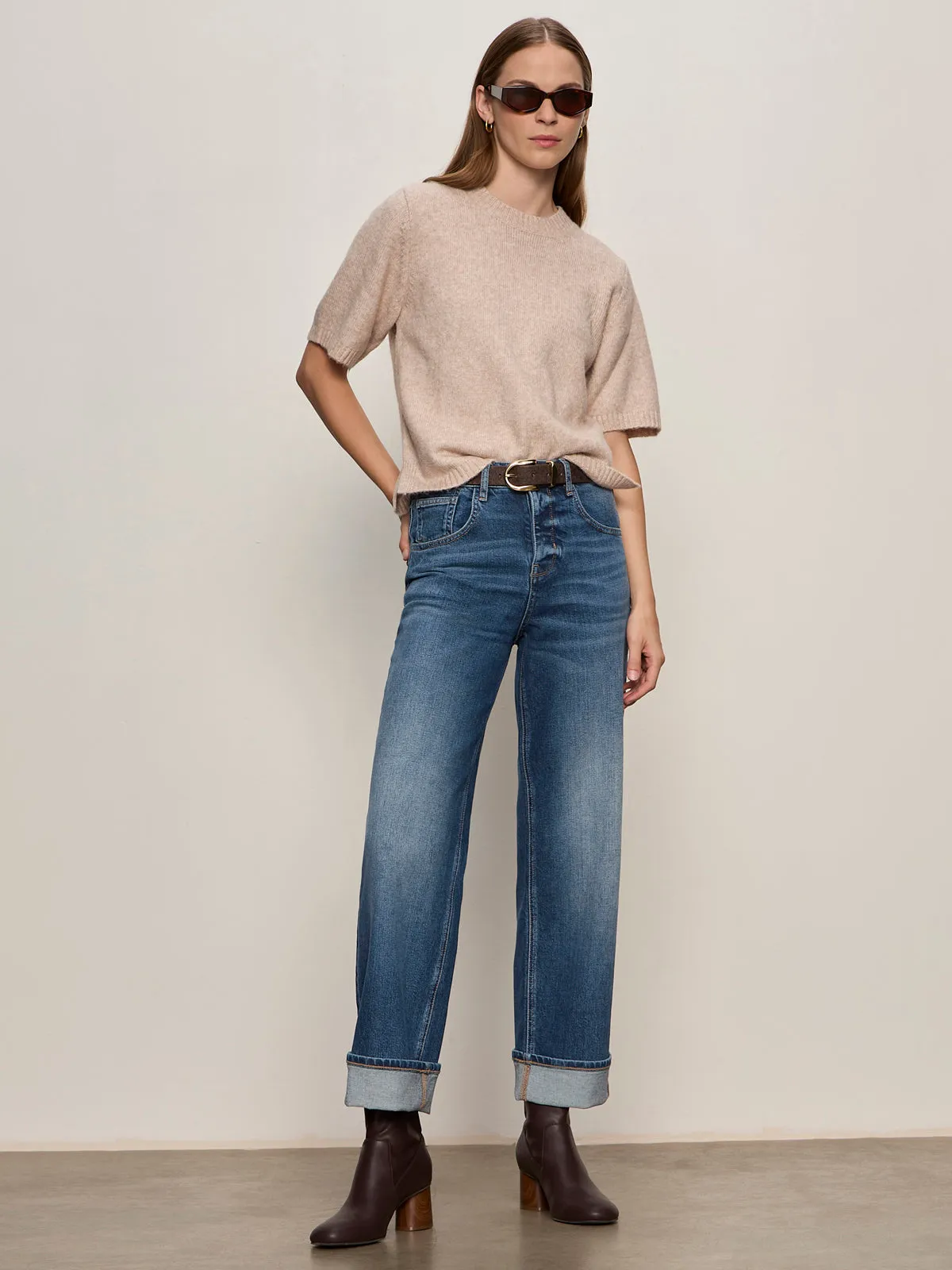 Zero Waste Cut Pattern Perfect Sweater Tee Fawn