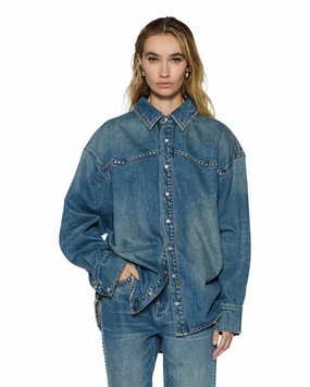 OVERSIZED LS SHIRT TEXAS BLUE STUDDED AirflowVents