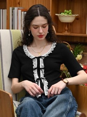 Subtle Detail ??Final Sale??Serbrina V-Neck Lace Cardigan