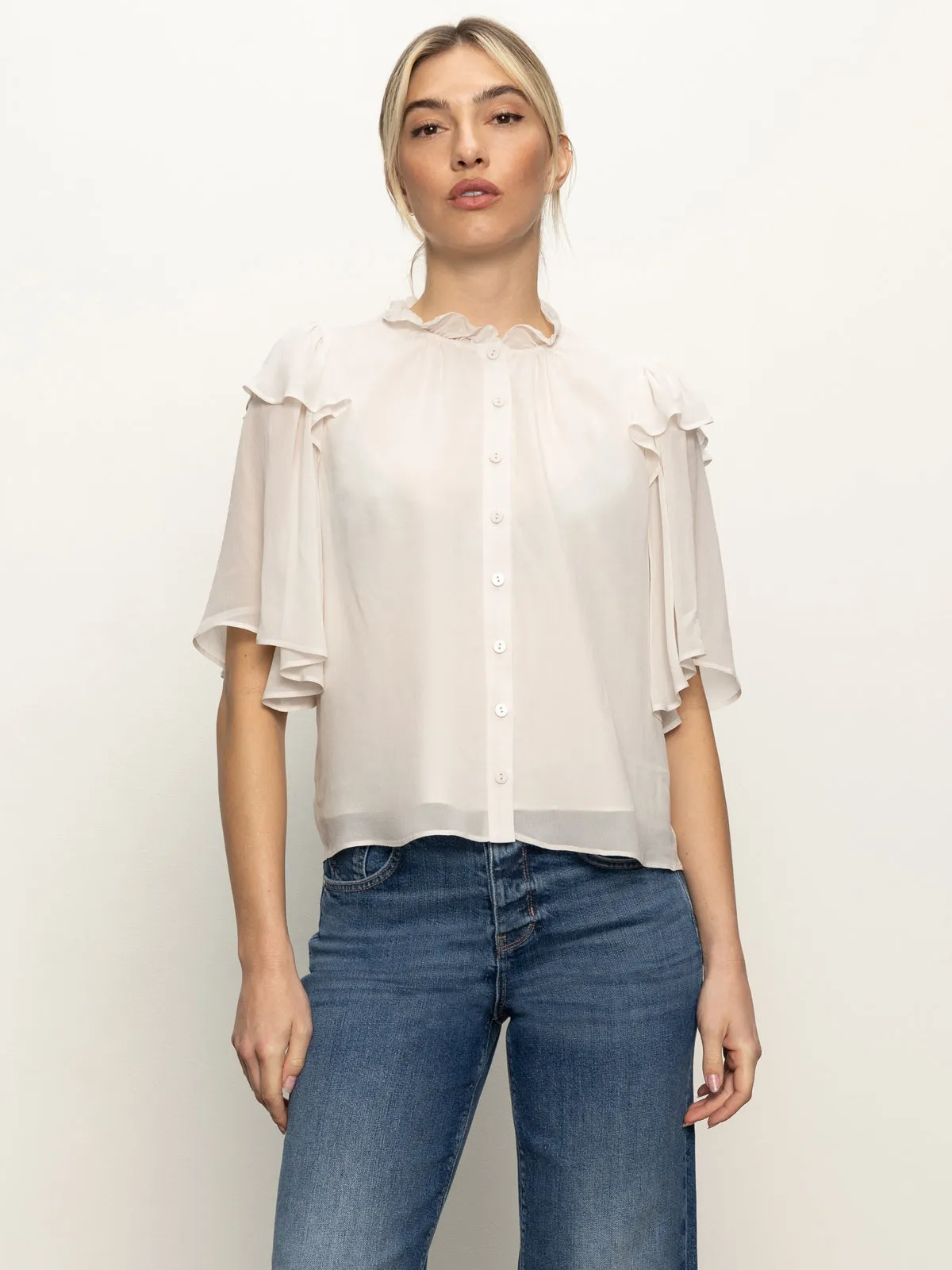 Chic Vibe Trendy Fabric Deja Vu Blouse Light Oat