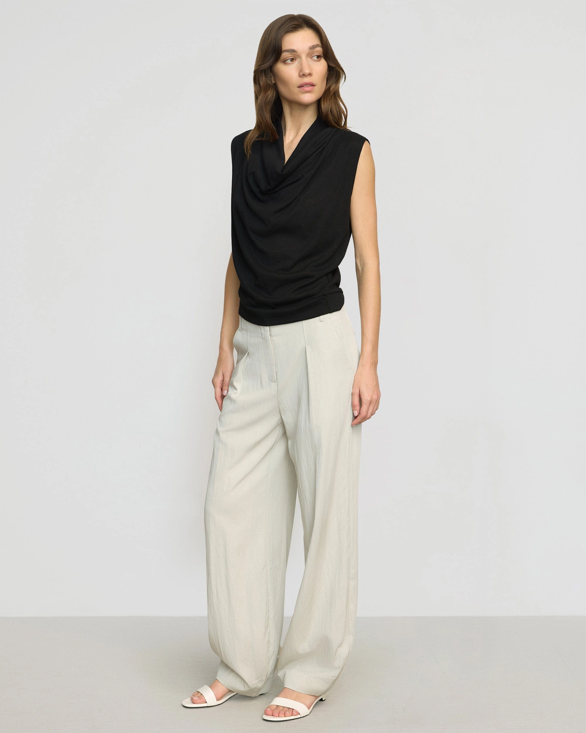 Hidden Pocket Design DurableZipper Ramona Cowl-Neck Tee