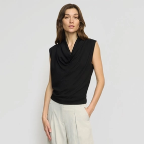 Ramona Cowl-Neck Tee Variable Tension Adjustment Adjustable Hemline