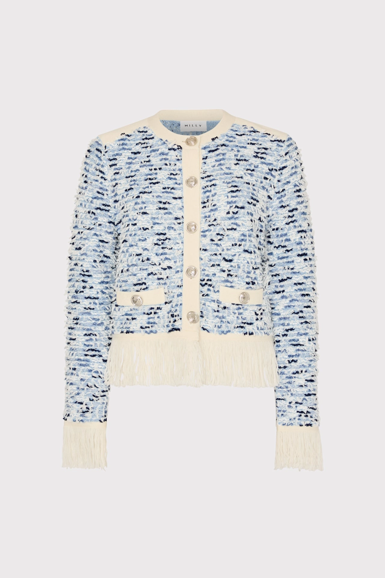 Indoor style Chic Look Textured Fringe Trim Cardigan