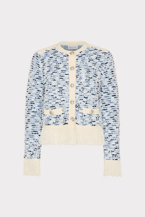 Lightweight Design Casual Draping Textured Fringe Trim Cardigan