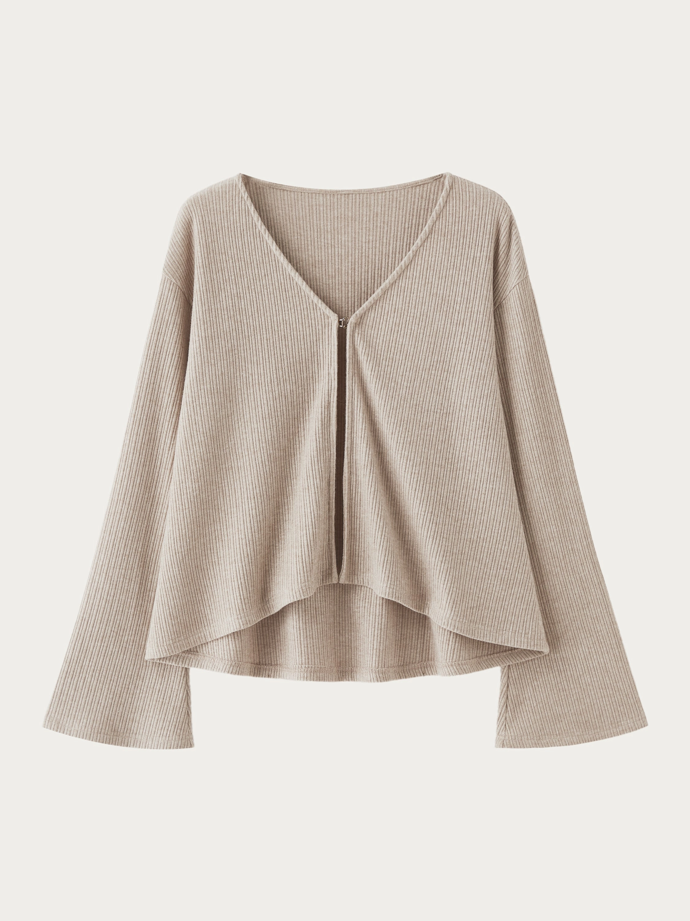 Reinforced Shoulders FasteningHood V Neck Flare Long Sleeve Cardigan