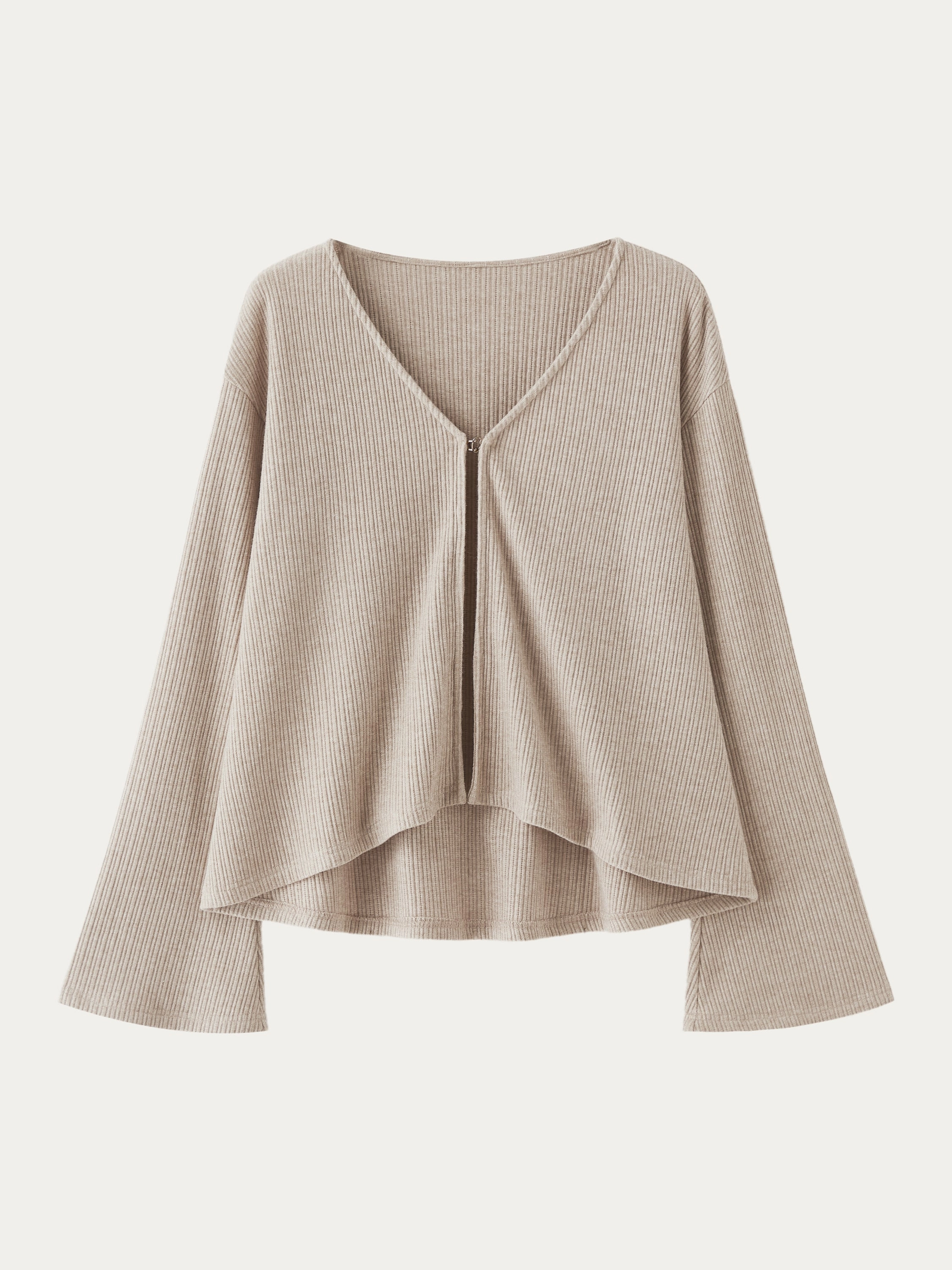 V Neck Flare Long Sleeve Cardigan Reflective Accent Stripes SnagFreeKnit