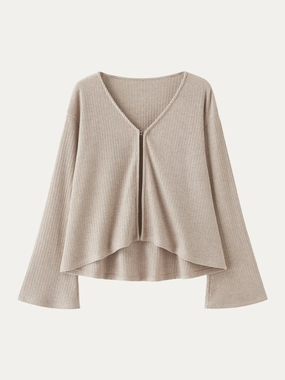 Reinforced Shoulders FasteningHood V Neck Flare Long Sleeve Cardigan