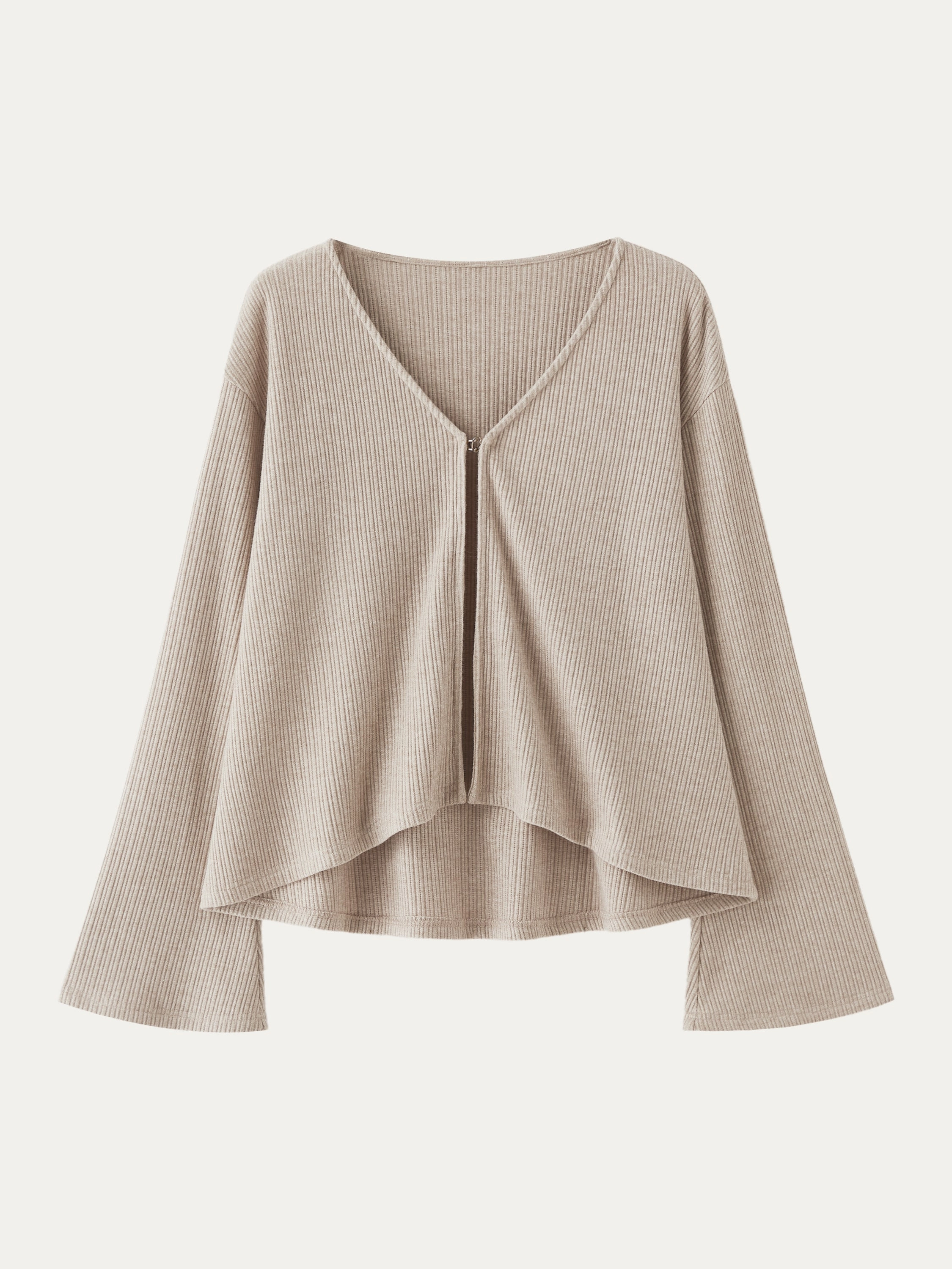 NonChafing Fabric V Neck Flare Long Sleeve Cardigan
