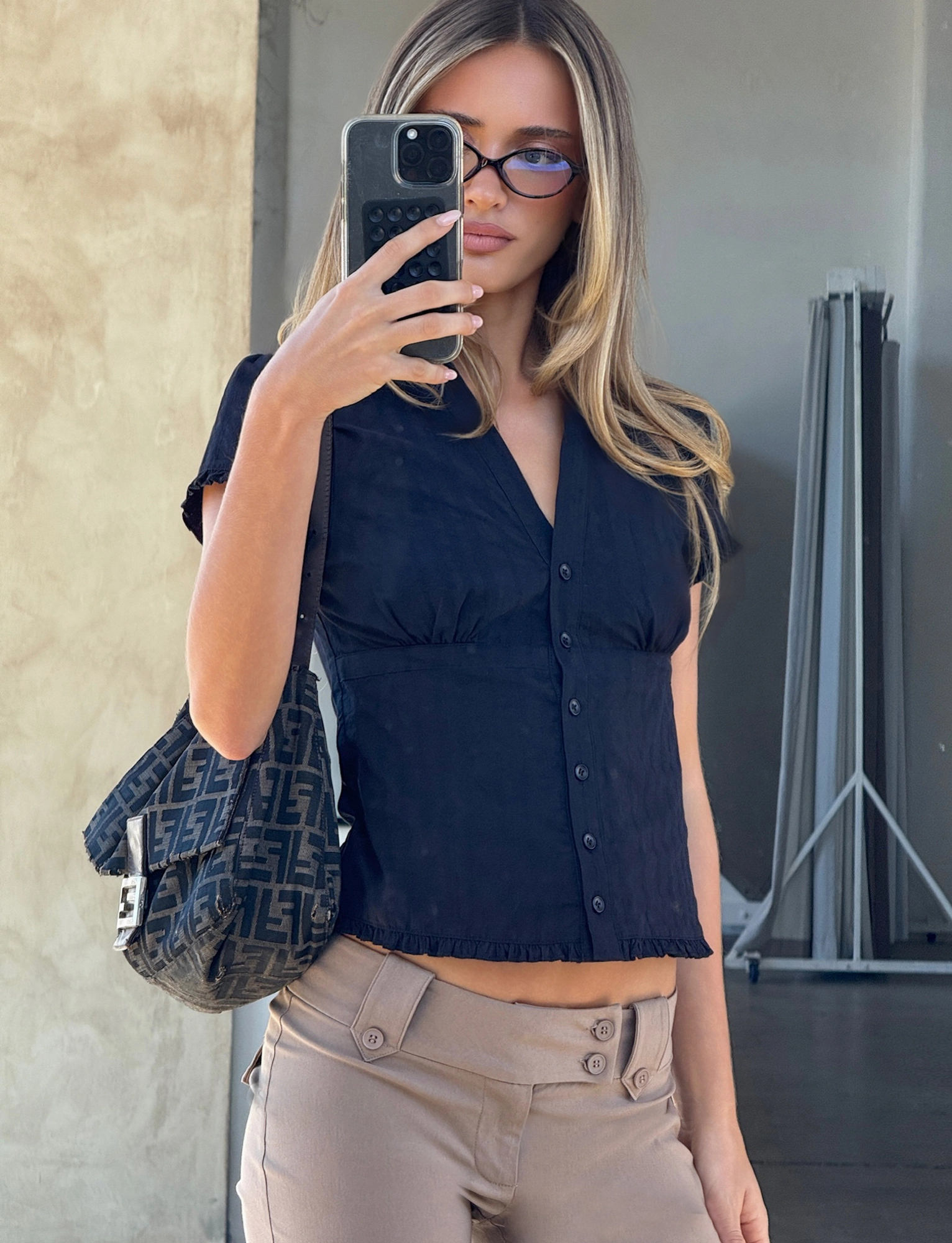 VALERIE SHORT SLEEVE SHIRT - BLACK AbrasionResistant Finish