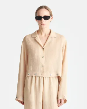 Vally - Studded Cropped Gauze Shirt - Wax Multi Directional Flex
