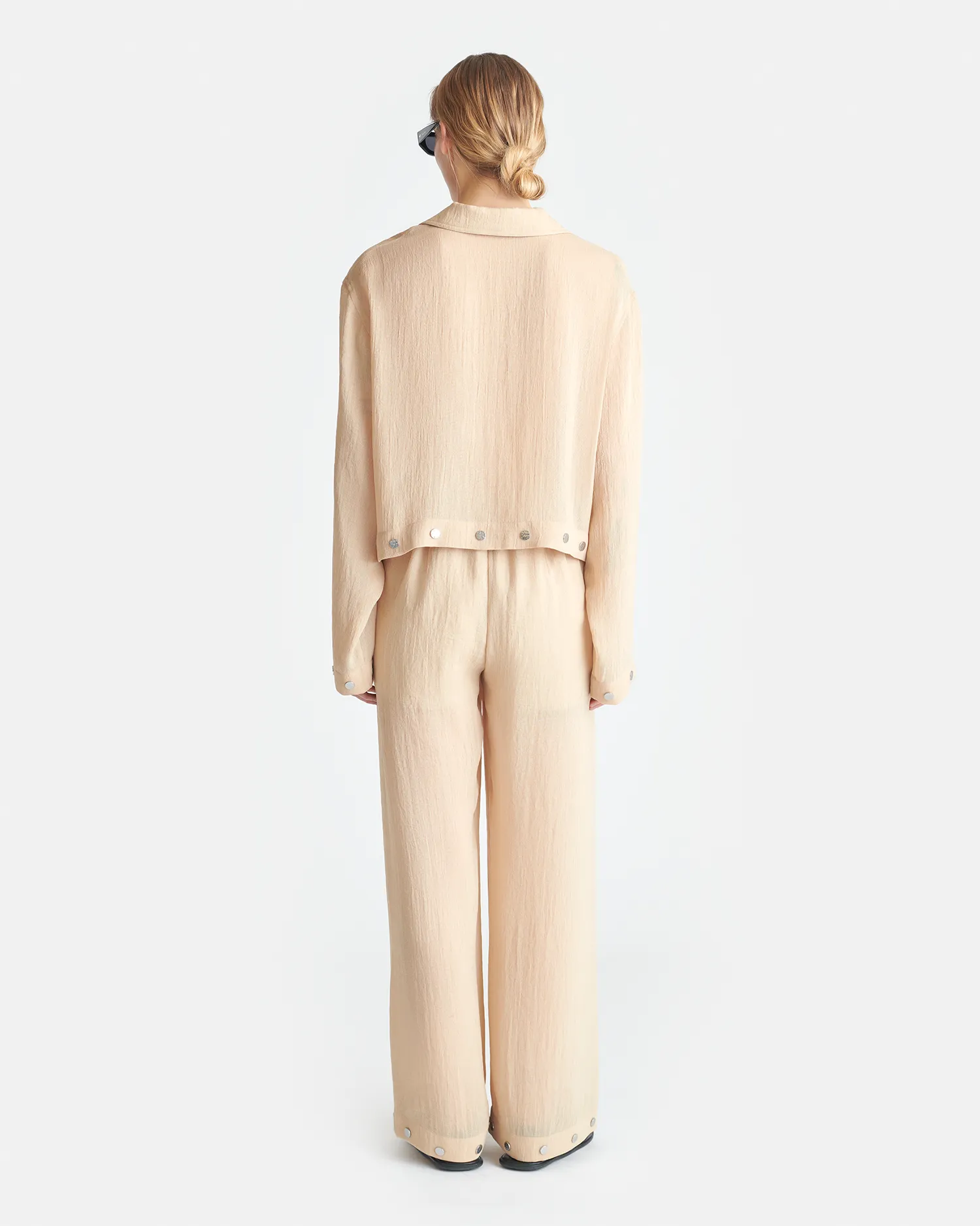 Vally - Studded Cropped Gauze Shirt - Wax Breezy Wear Adaptive design