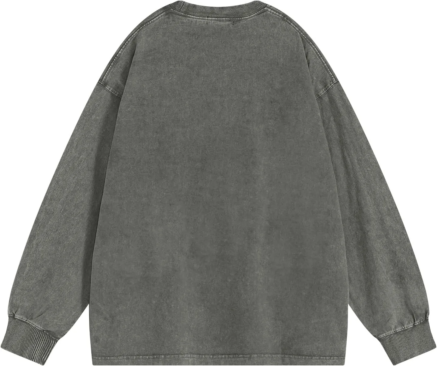 Vamtac Long Sleeve Shirts For Men Oversized Crewneck Sweatshirt Casual Acid Wash Tshirt Cotton T-Shirts Unisex Pullover Top