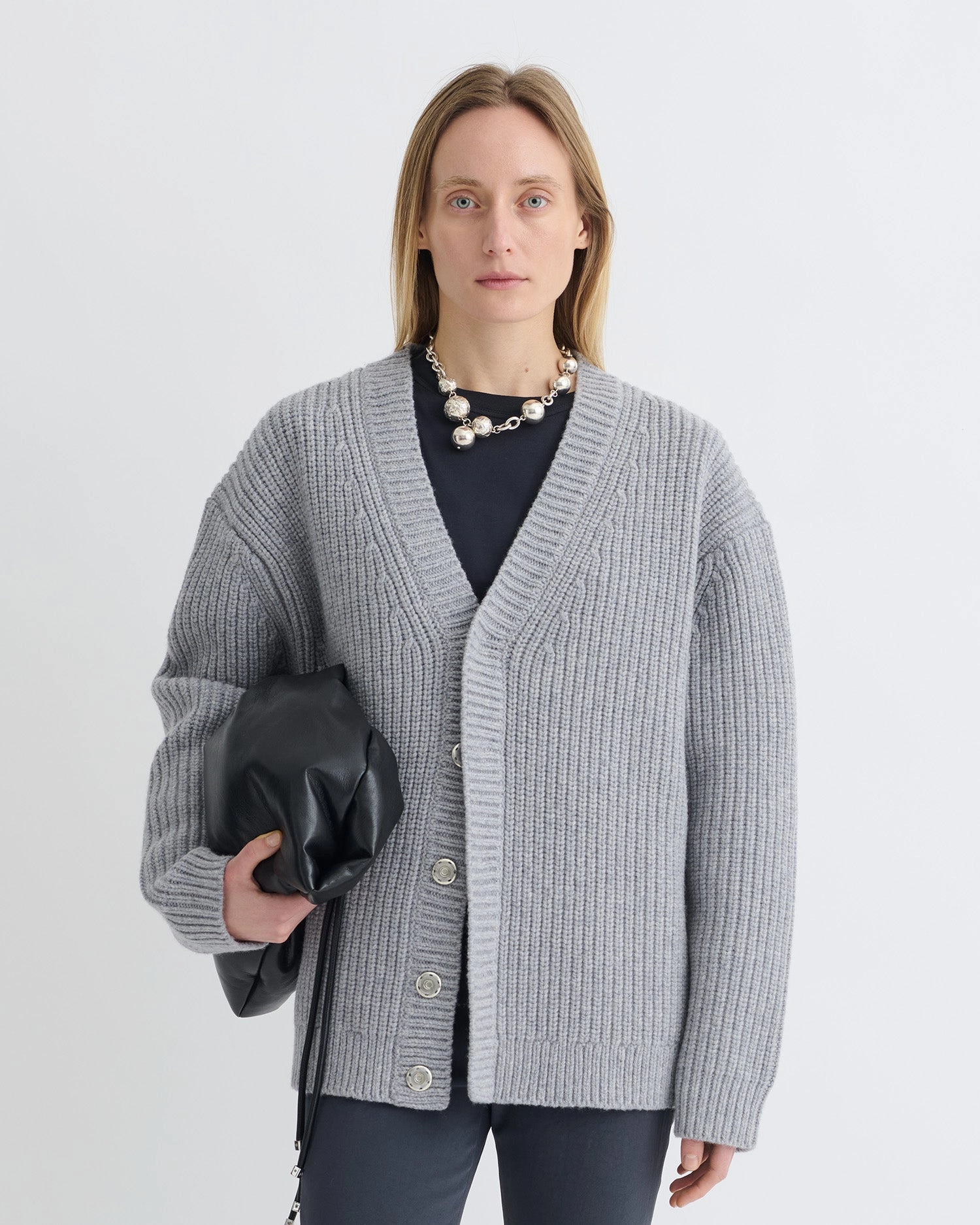 Reinforced Hemline Urban Fashion Varten - Merino and Cashmere-Blend Cardigan - Light Grey