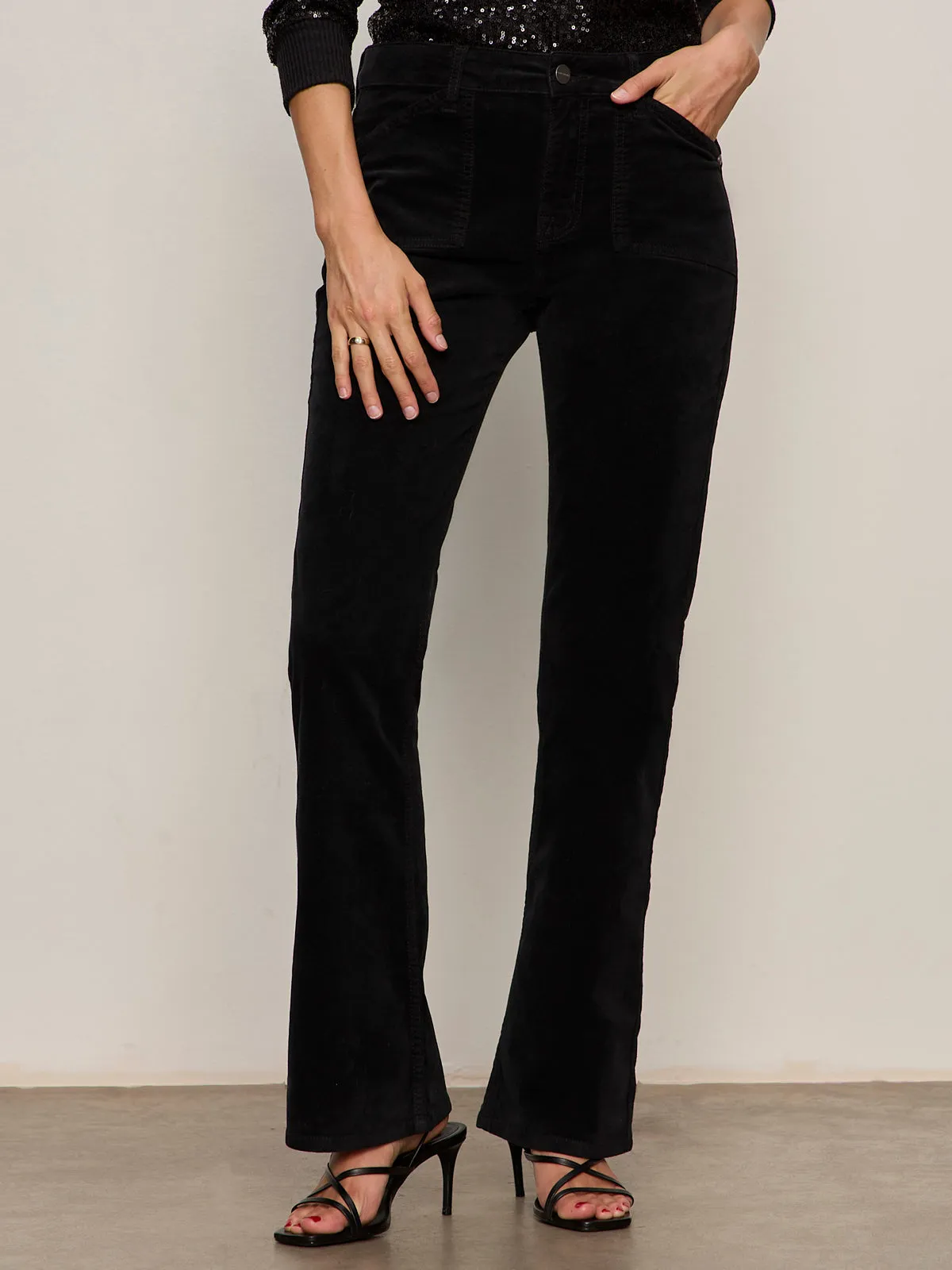Velveteen Brook Bootcut Pant Black Petite Sizing Soft Texture AntiOdorTreatment
